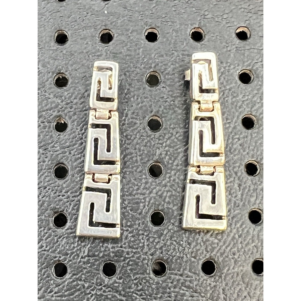Vintage MCM 925 Silver Greek Key Dangle Earrings